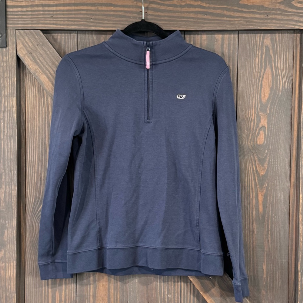 Vineyard Vines Women's Blue Quarter-Zip Cotton‎ Pullover Sweater Blue Size Small
